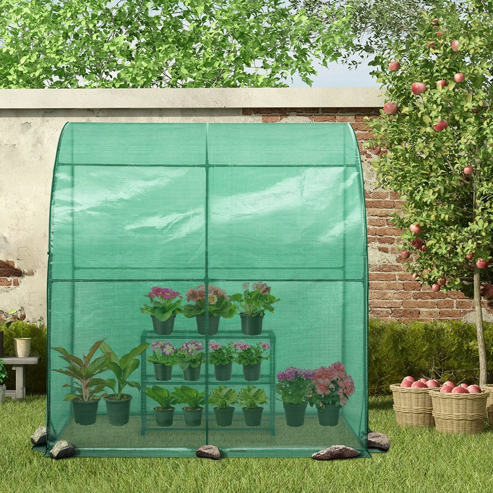 EAGLE PEAK 6.6x3.3x6.9 Outdoor Lean to Walk-in Greenhouse with Shelf