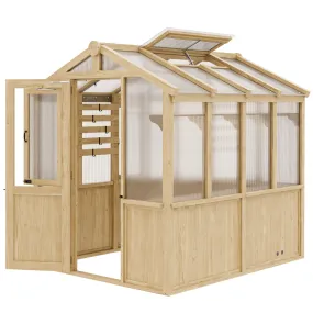 EAGLE PEAK 6.7x7.8x7.7 ft Wood and Polycarbonate Walk-in Greenhouse