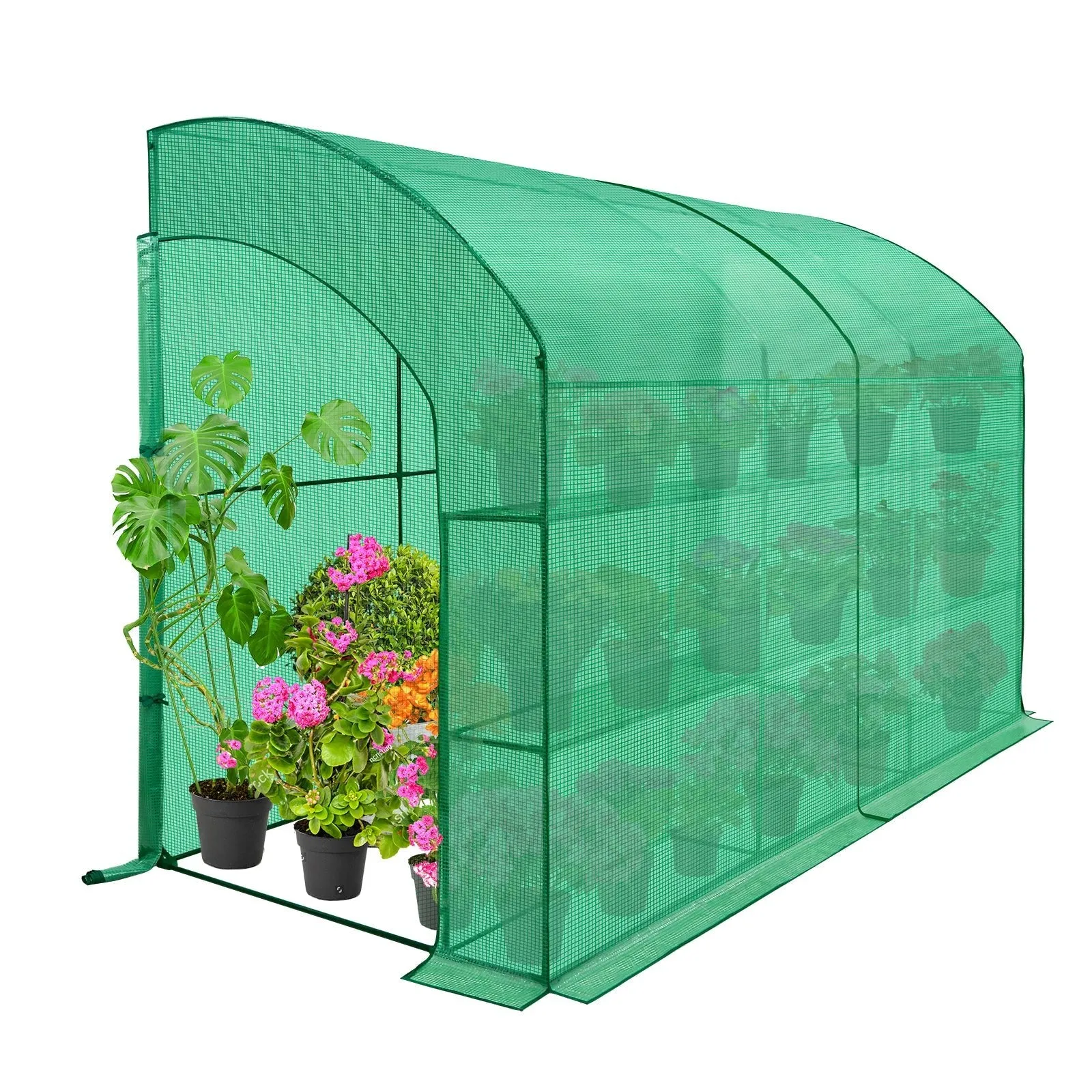 EAGLE PEAK 9.9x4.9x7.1 Outdoor Lean to Walk-in Greenhouse with Shelf