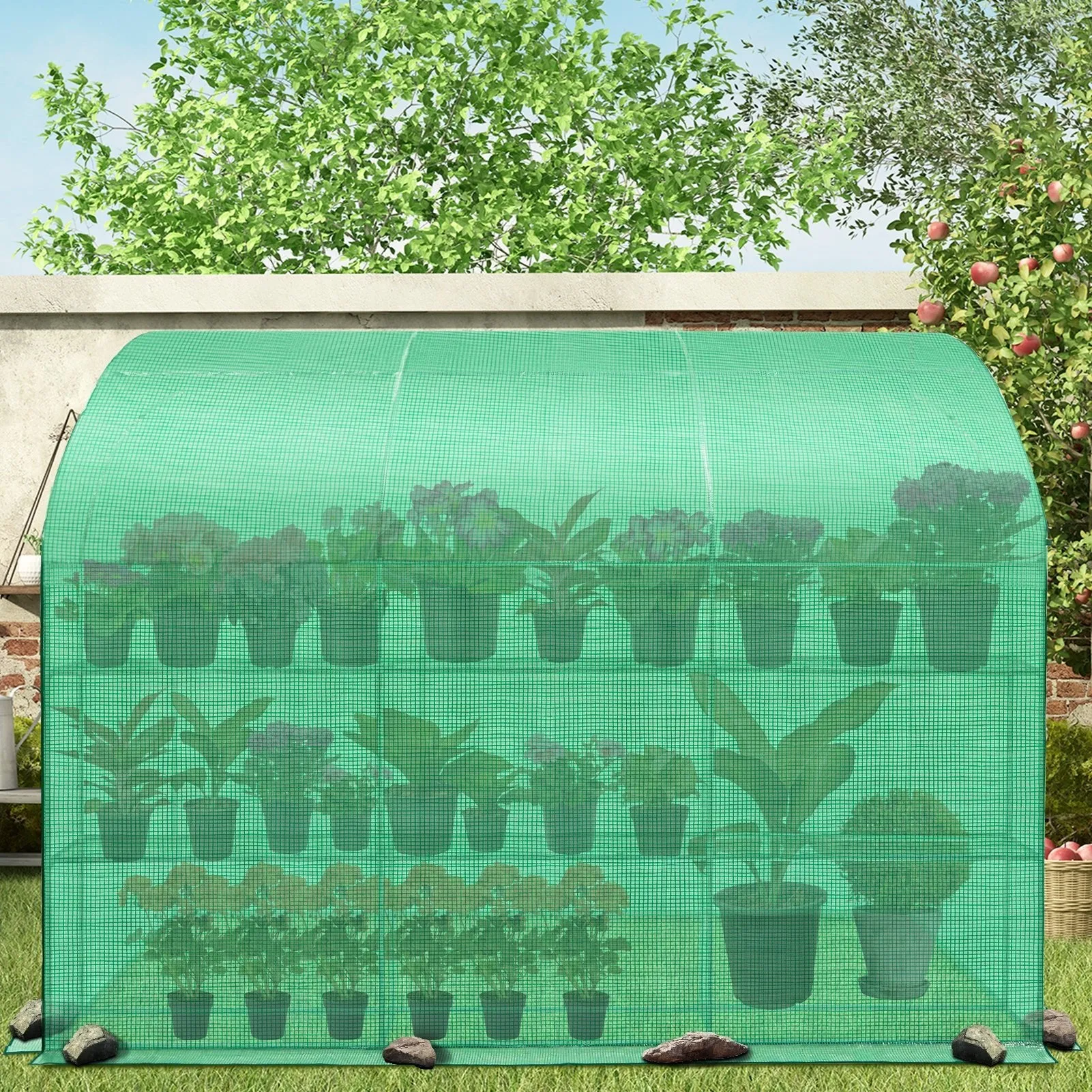 EAGLE PEAK 9.9x4.9x7.1 Outdoor Lean to Walk-in Greenhouse with Shelf