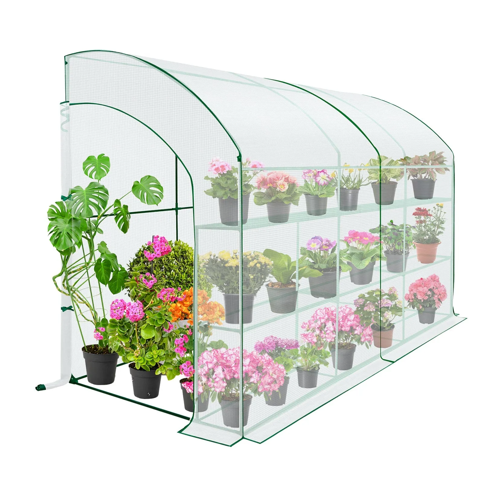 EAGLE PEAK 9.9x4.9x7.1 Outdoor Lean to Walk-in Greenhouse with Shelf