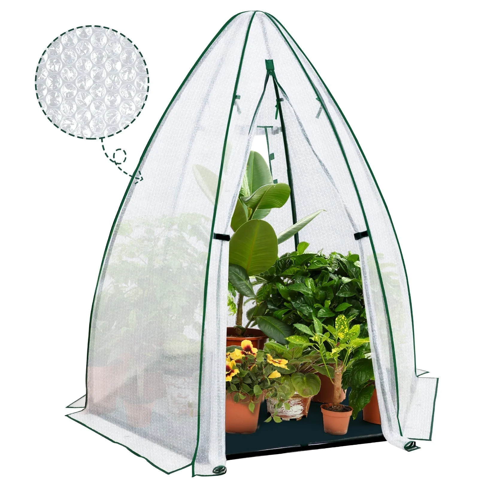 EAGLE PEAK Bubble Film Cover Portable Mini Dome Greenhouse，63”x63”x72”