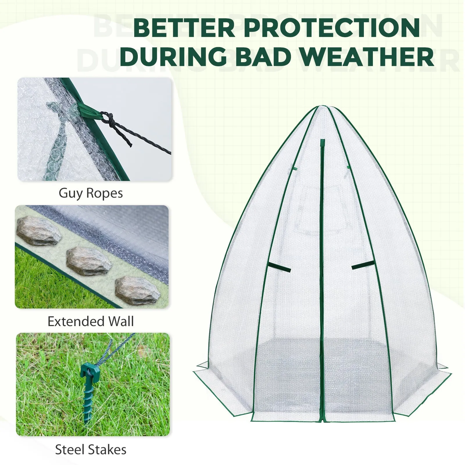 EAGLE PEAK Bubble Film Cover Portable Mini Dome Greenhouse，63”x63”x72”