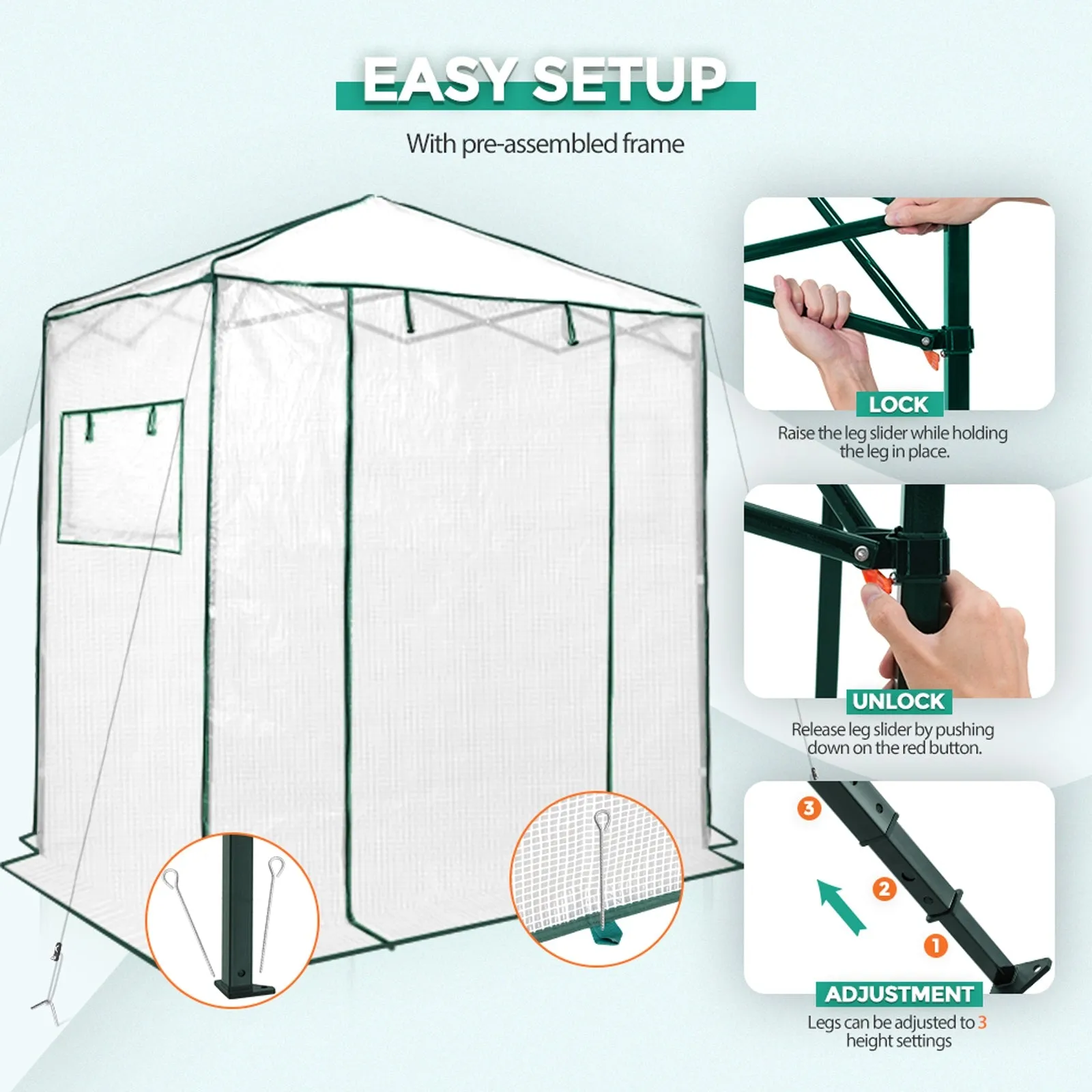 EAGLE PEAK Easy Fast Setup Instant 6x4 Walk-in Indoor/Outdoor Greenhouse