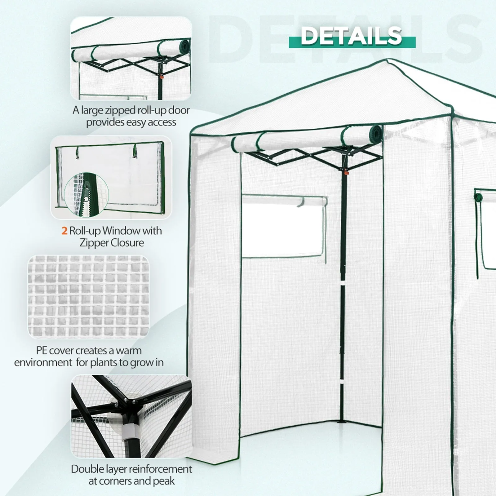 EAGLE PEAK Easy Fast Setup Instant 6x4 Walk-in Indoor/Outdoor Greenhouse