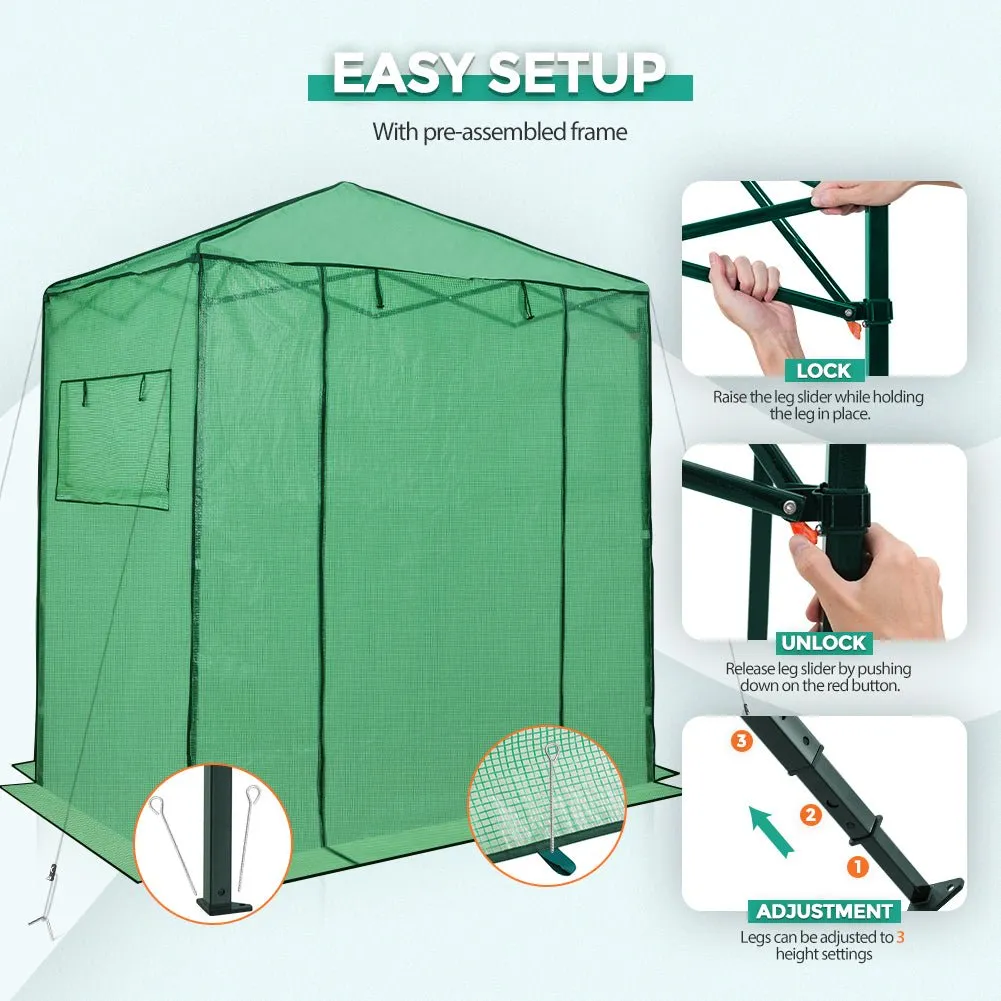 EAGLE PEAK Easy Fast Setup Instant 6x4 Walk-in Indoor/Outdoor Greenhouse