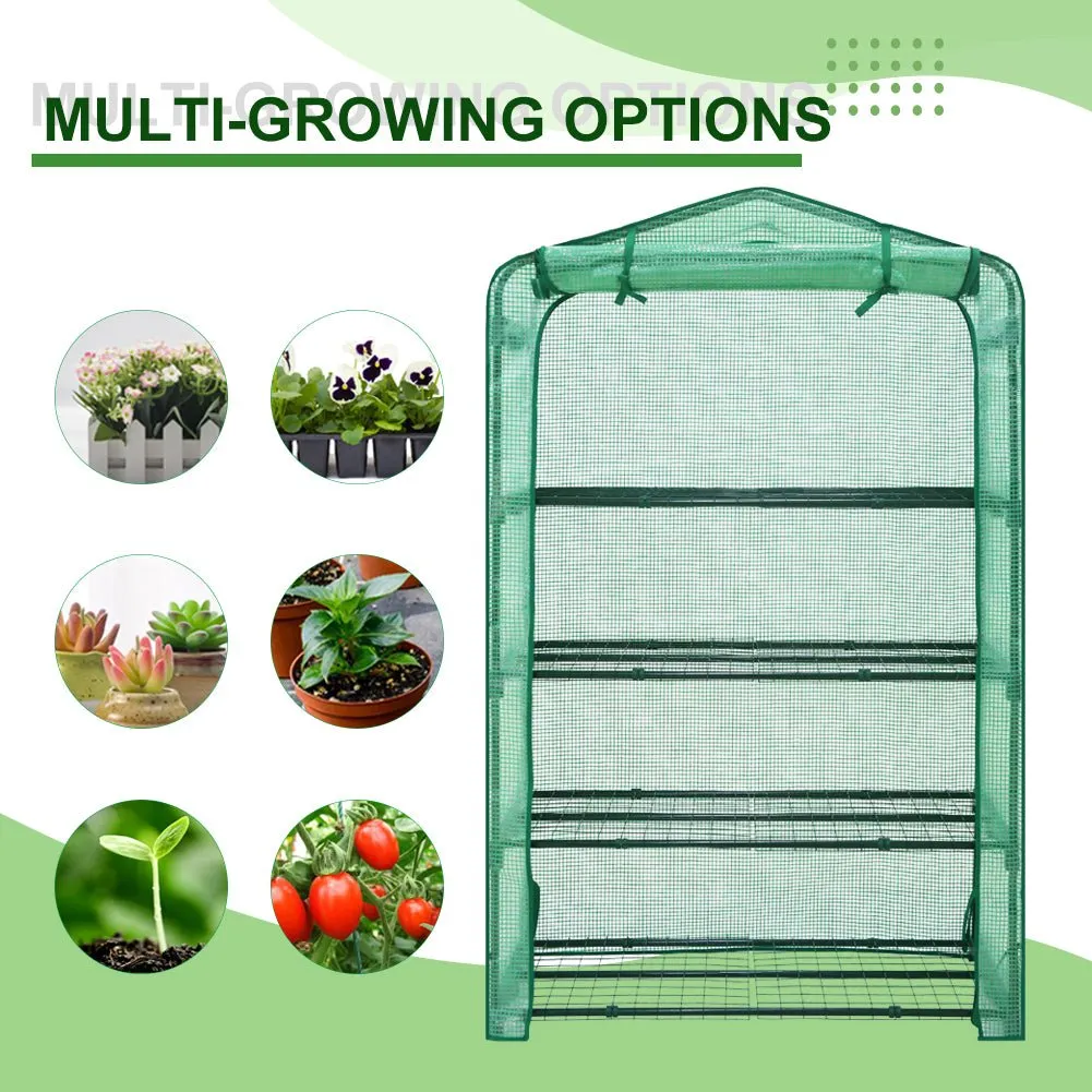 EAGLE PEAK Extra Wide 4-Tier Mini Greenhouse for Indoor Outdoor40’’ x 20’’ x 63.5’’, Green