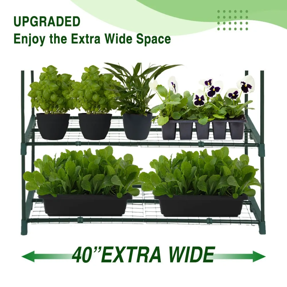 EAGLE PEAK Extra Wide 4-Tier Mini Greenhouse for Indoor Outdoor40’’ x 20’’ x 63.5’’, Green