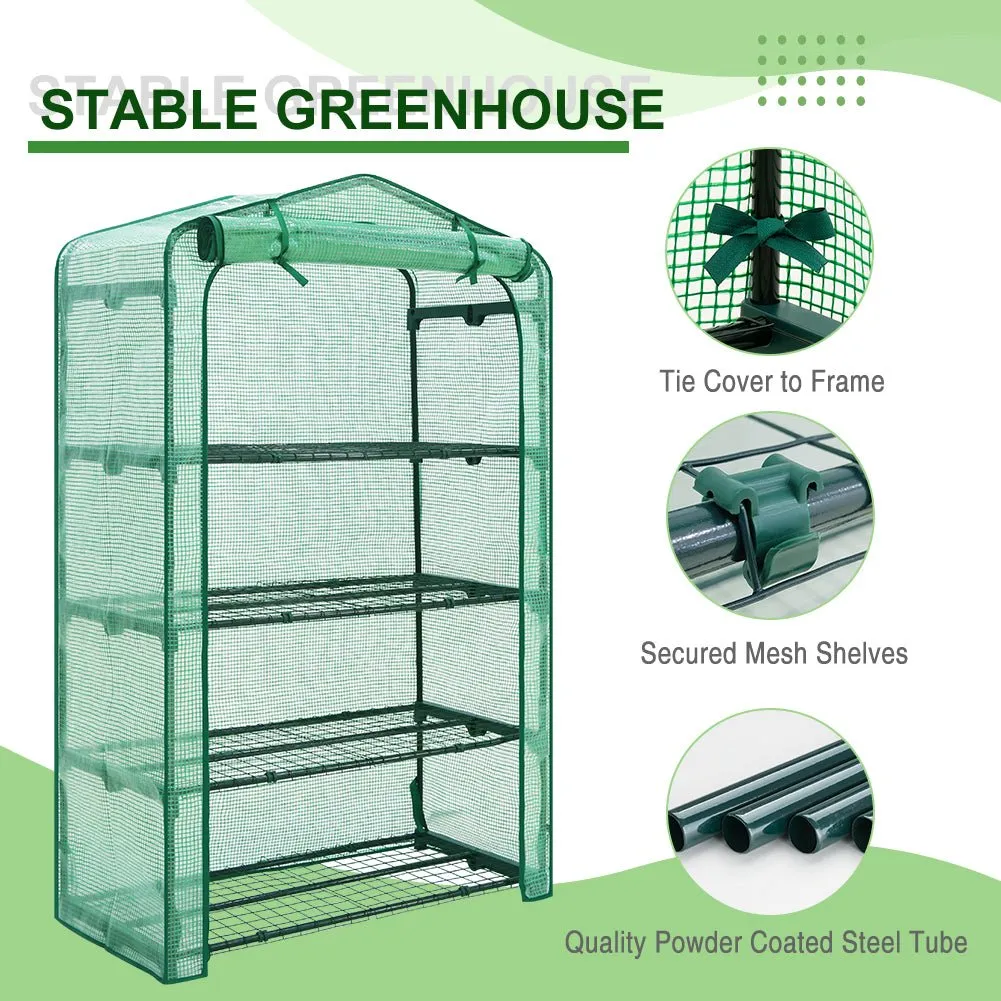 EAGLE PEAK Extra Wide 4-Tier Mini Greenhouse for Indoor Outdoor40’’ x 20’’ x 63.5’’, Green