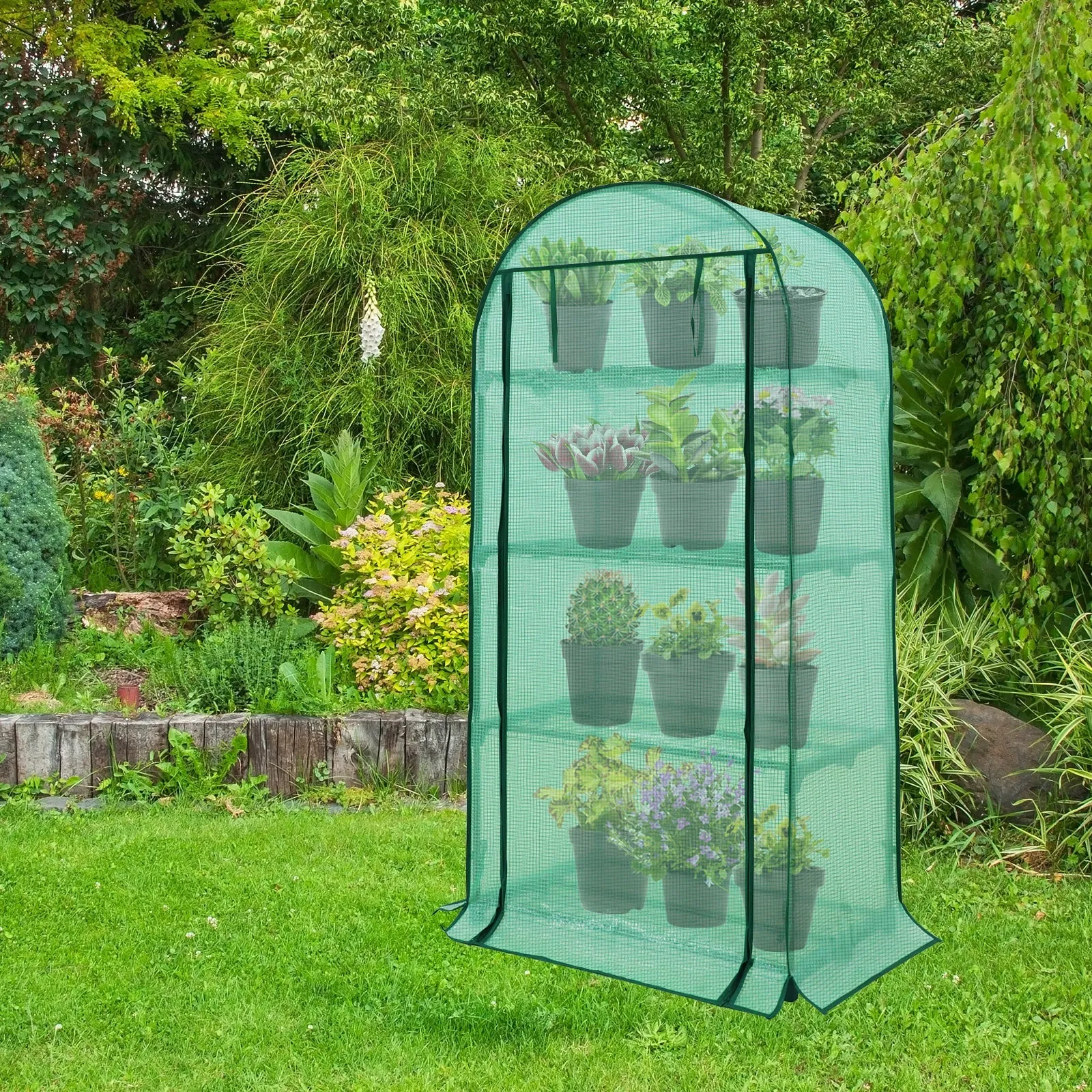 EAGLE PEAK Mini 3 Tier Greenhouse with Wire Shelves,31.5”x17.7”x63.0”