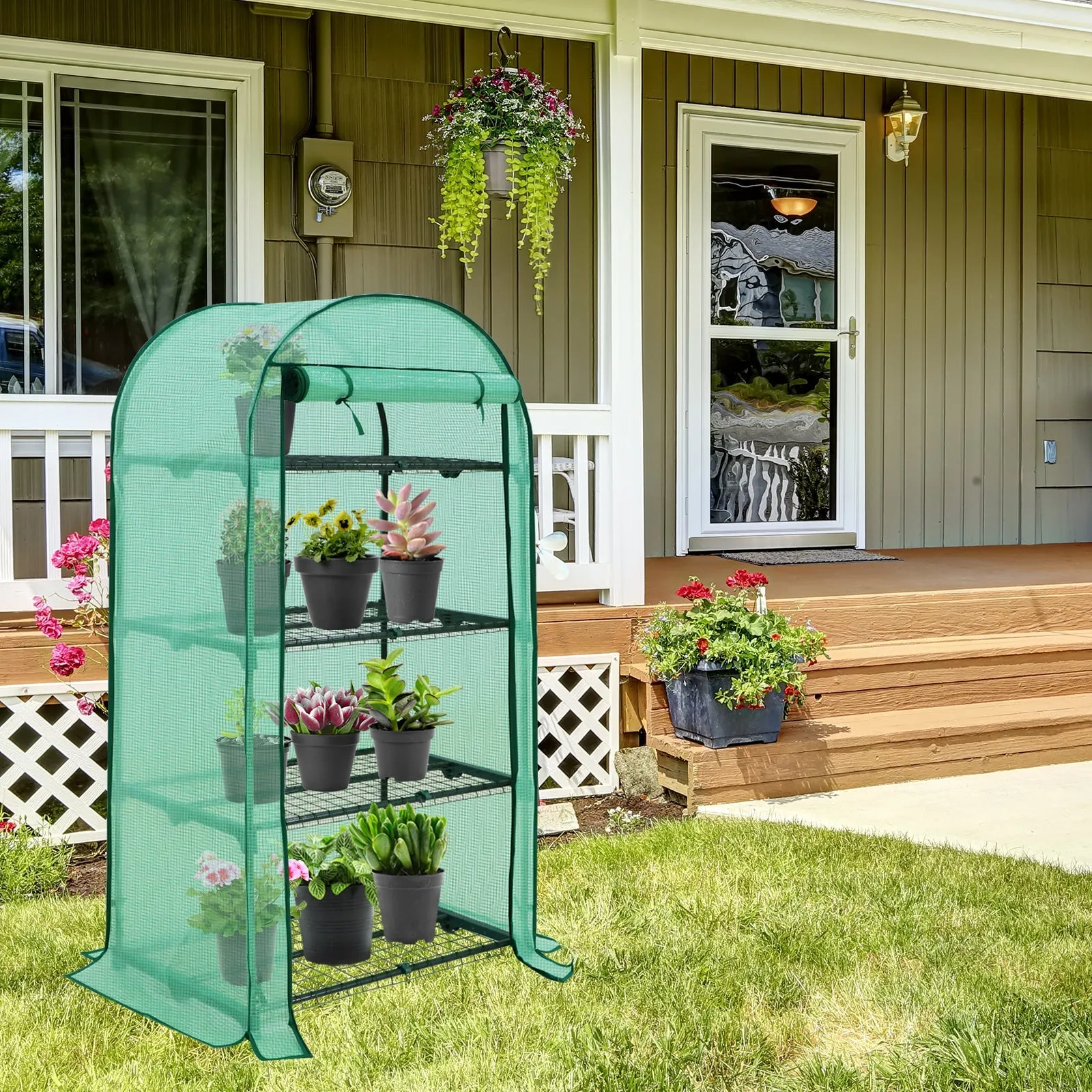 EAGLE PEAK Mini 3 Tier Greenhouse with Wire Shelves,31.5”x17.7”x63.0”