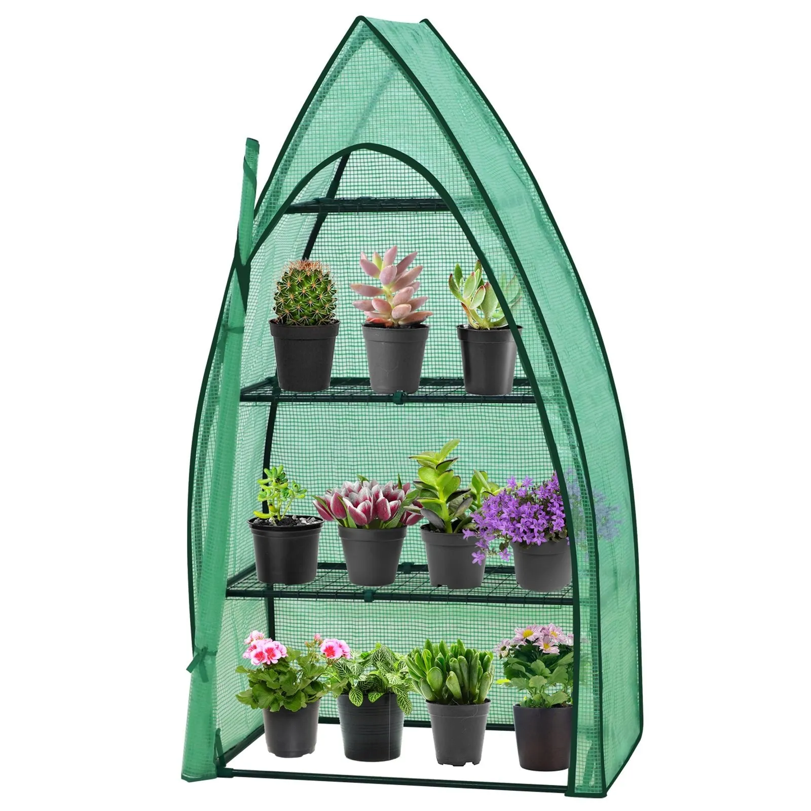 EAGLE PEAK Mini 3 Tier Greenhouse with Wire Shelves,35.4”x17.7”x63.0”