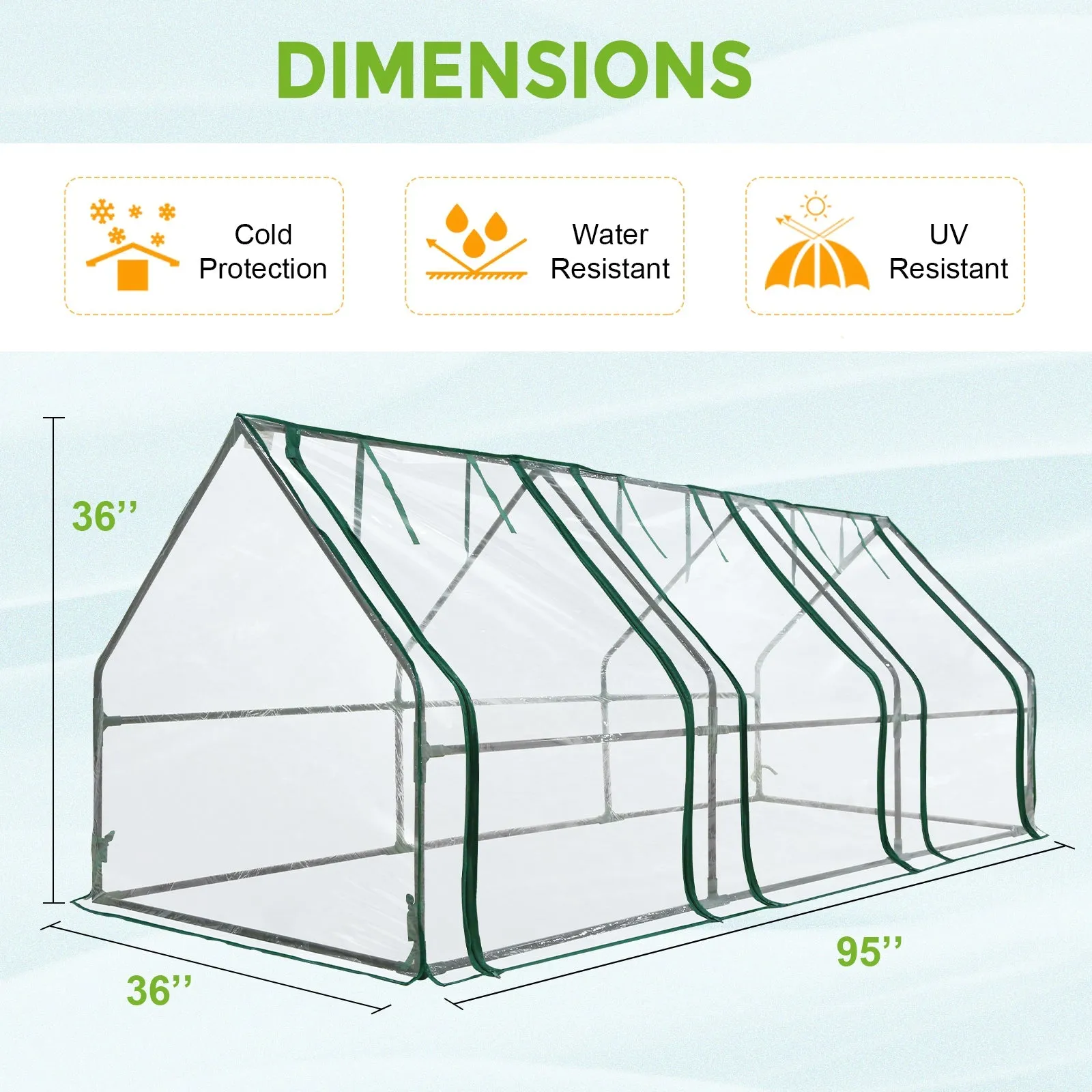 EAGLE PEAK Mini Garden Portable Greenhouse,96"x36"x36"