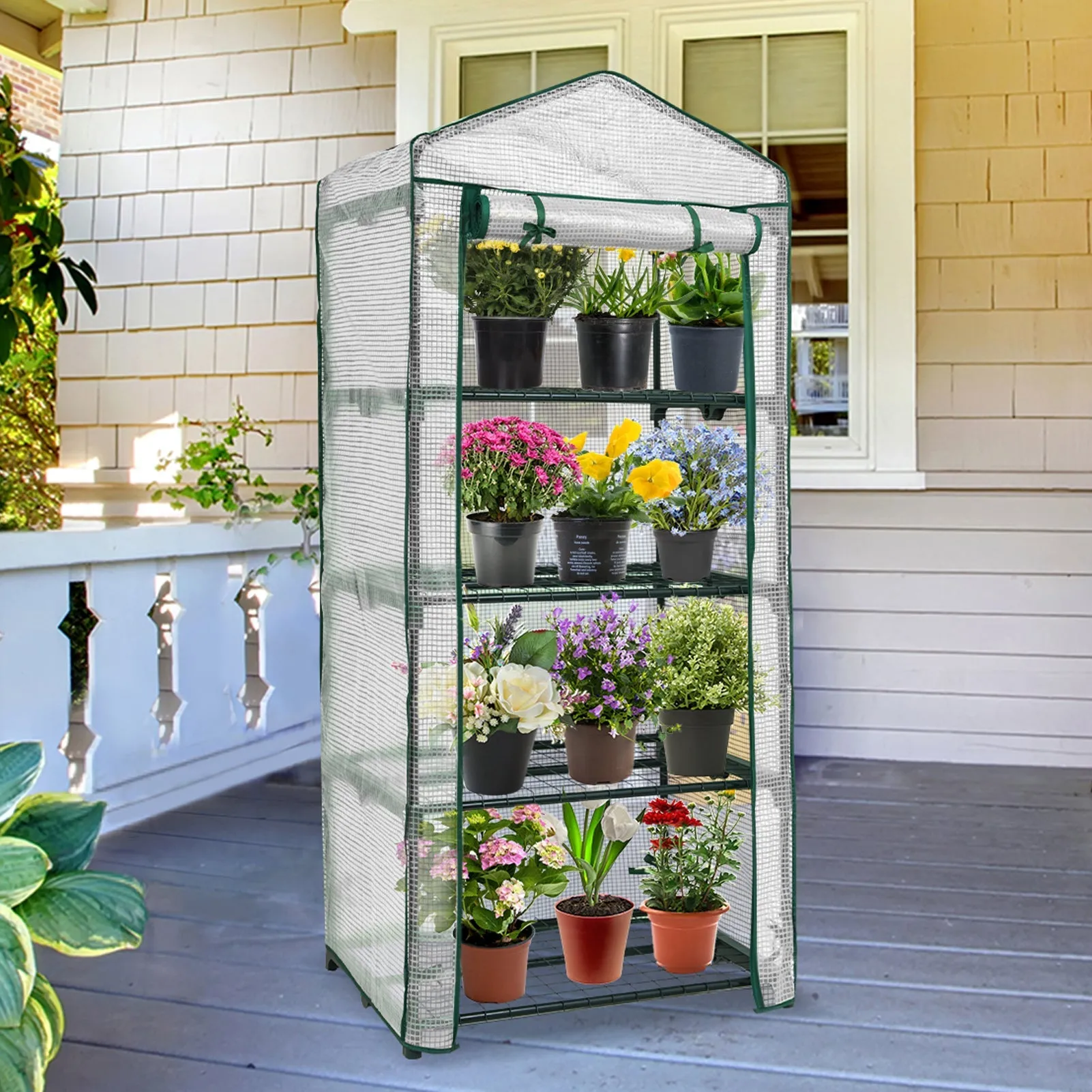 EAGLE PEAK Mini Greenhouse with Wire Shelves,27.2"x19.3"x64.2"