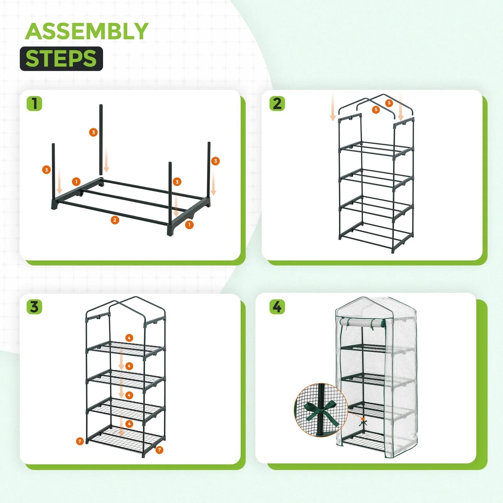 EAGLE PEAK Mini Greenhouse with Wire Shelves,27.2"x19.3"x64.2"