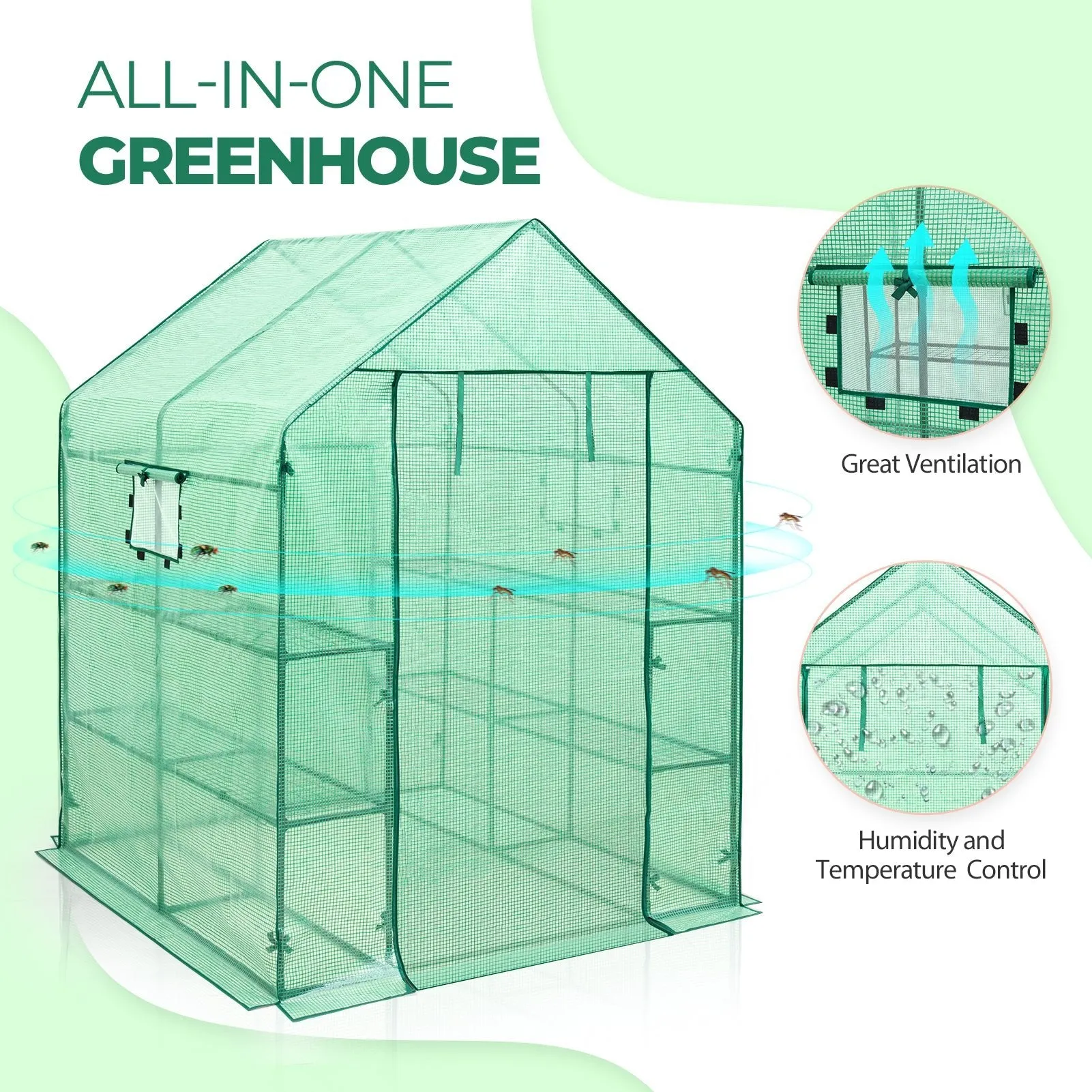 EAGLE PEAK Mini Walk-in Greenhouse 57'' x 57'' x 77''