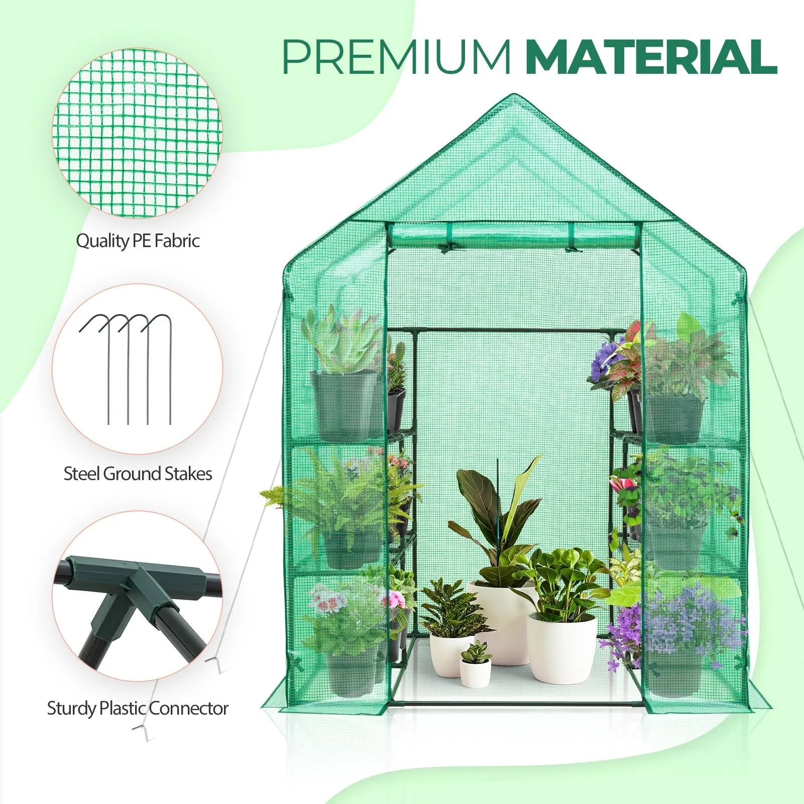 EAGLE PEAK Mini Walk-in Greenhouse 57'' x 57'' x 77''