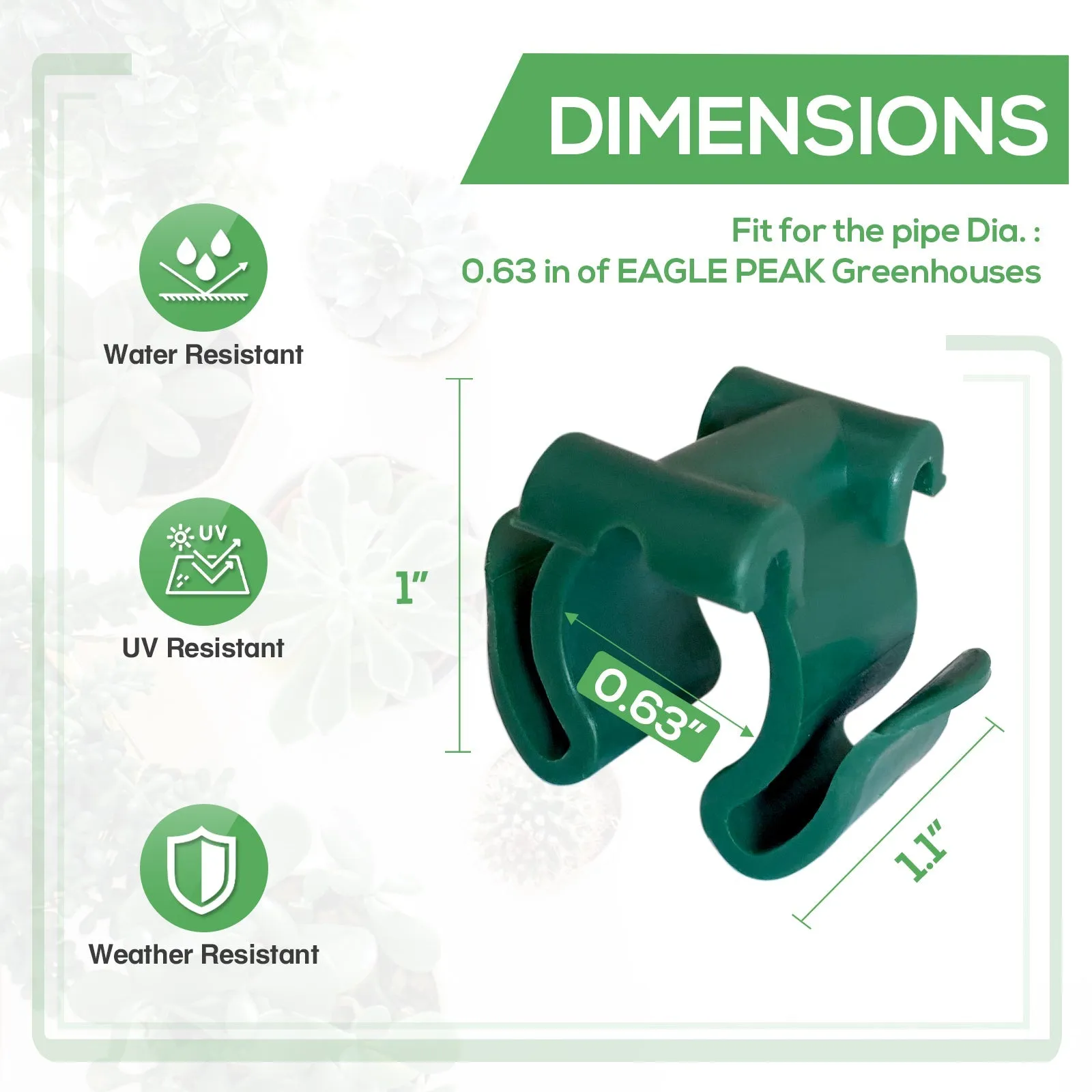 EAGLE PEAK Plastic Greenhouse Shelf Clips for 0.63 inch Tube, Pack of 32, Staging Shelf Rack Buckles