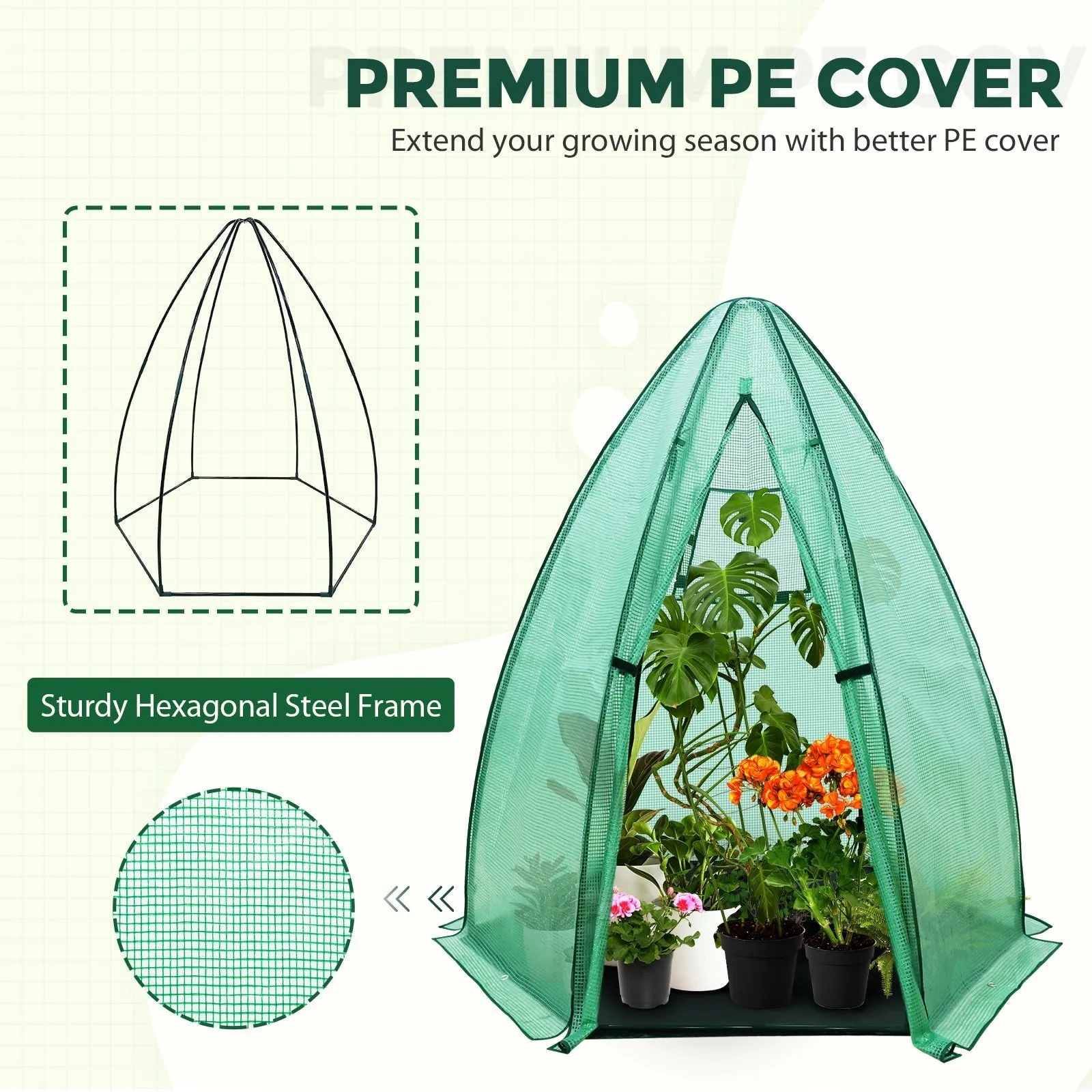 EAGLE PEAK Portable Mini Dome Greenhouse with Zippered Door and Mesh Window