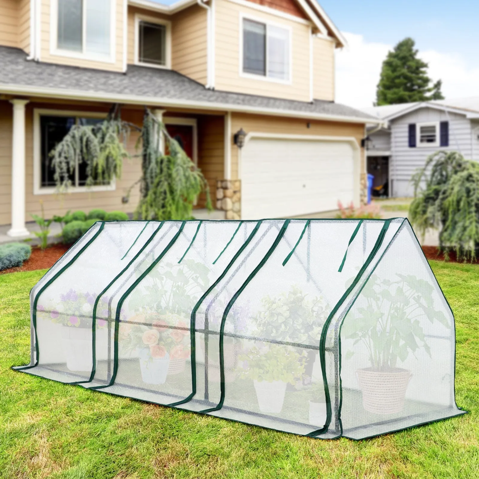 EAGLE PEAK Tunnel Greenhouse Garden Green House,96"x36"x36", Bubble Film Cover, White