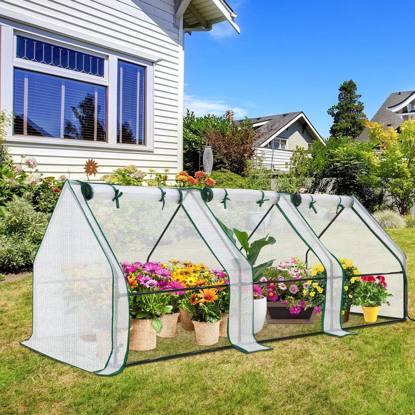 EAGLE PEAK Tunnel Greenhouse Garden Green House,96"x36"x36", Bubble Film Cover, White