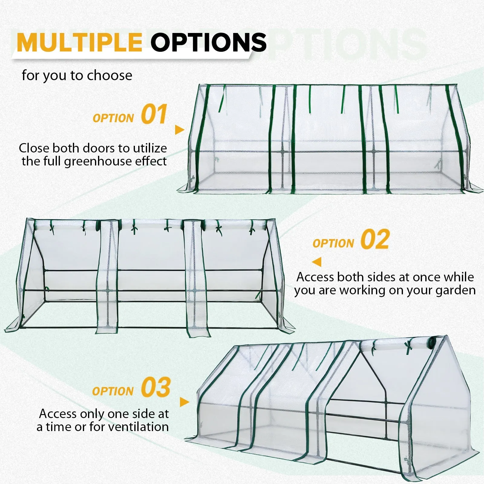 EAGLE PEAK Tunnel Greenhouse Garden Green House,96"x36"x36", Bubble Film Cover, White