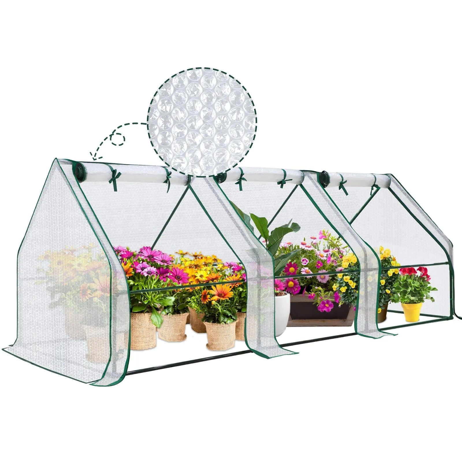 EAGLE PEAK Tunnel Greenhouse Garden Green House,96"x36"x36", Bubble Film Cover, White