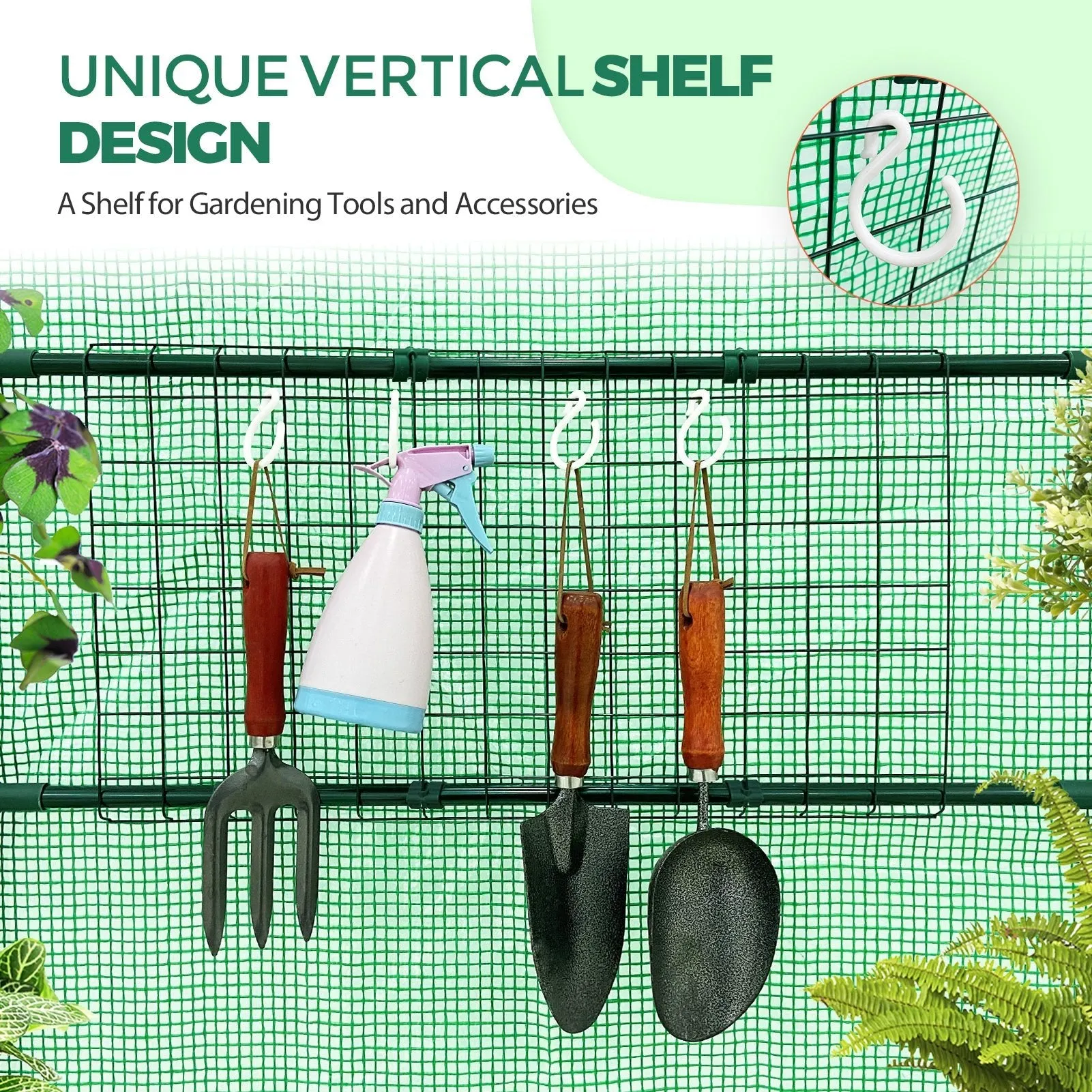 EAGLE PEAK Walk In 3-Tier Greenhouse with Wire Shelves，56"x56"x76"