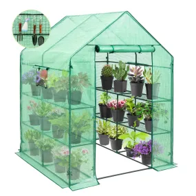 EAGLE PEAK Walk In 3-Tier Greenhouse with Wire Shelves，56"x56"x76"