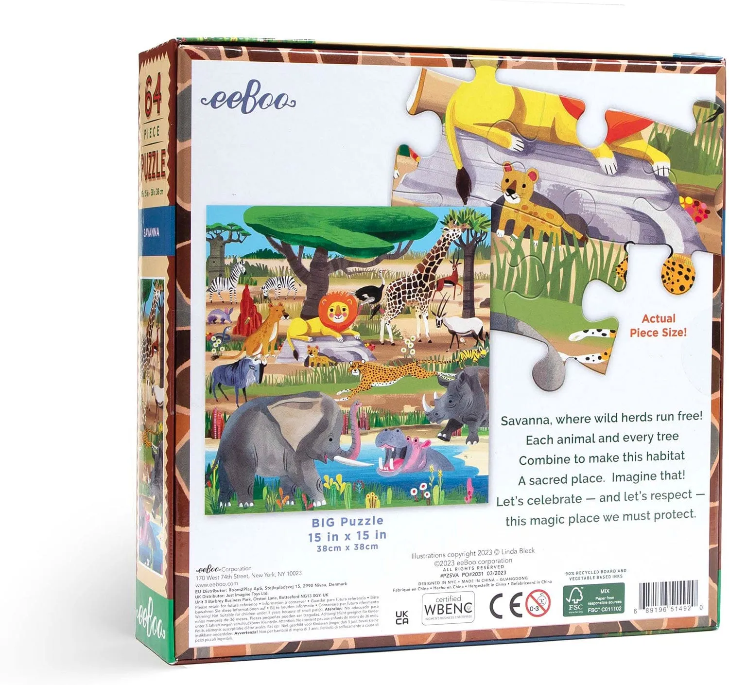 Eeboo Savanna 64 Piece Puzzle