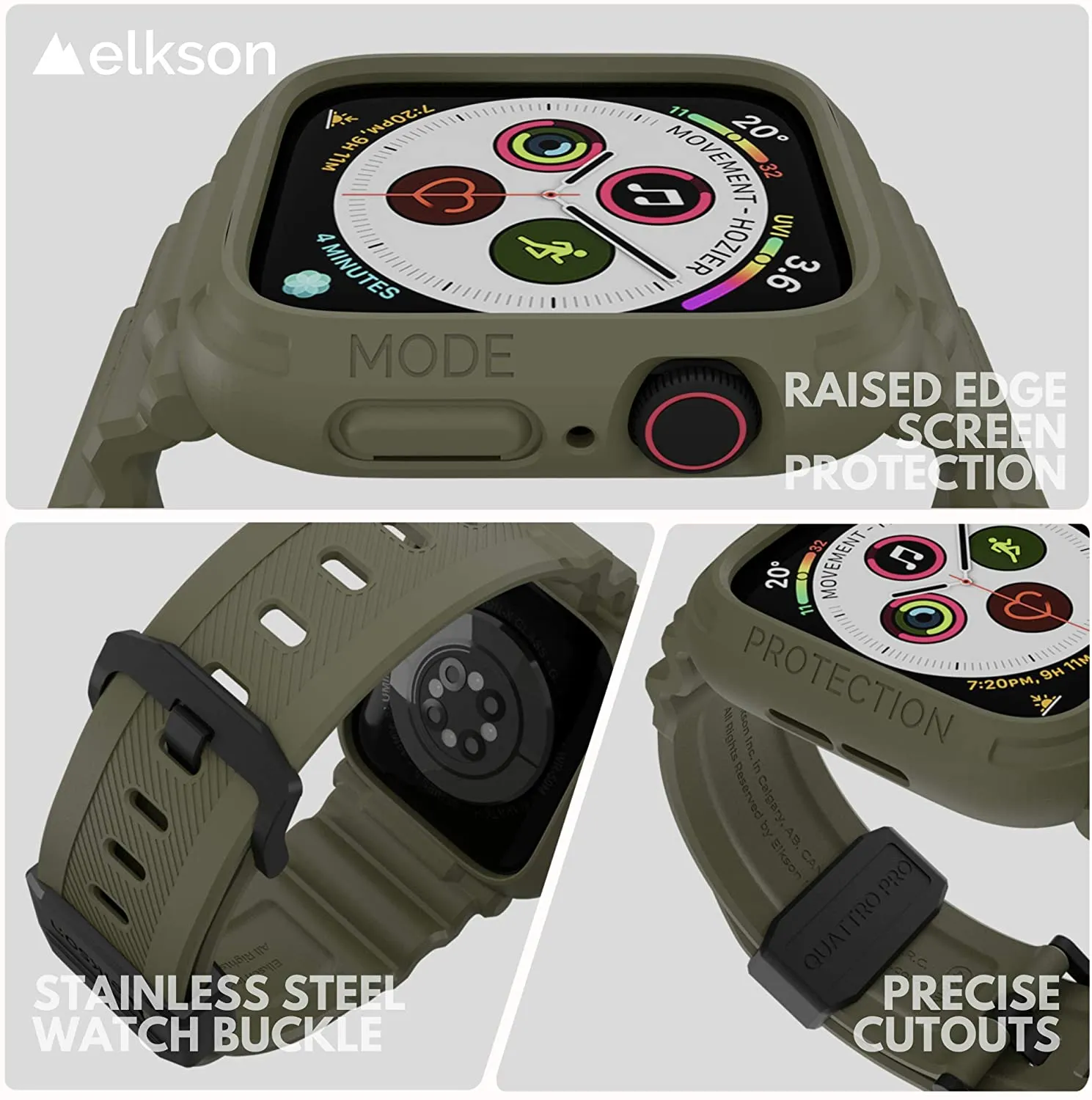 Elkson Quattro PRO Series Bumper case with Band 44/45mm - Military Green