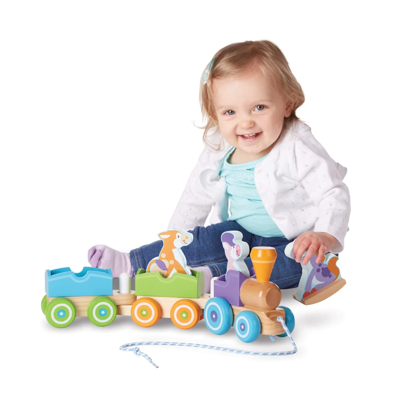 First Play Wooden Rocking Farm Animals Pull Train