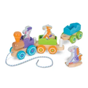 First Play Wooden Rocking Farm Animals Pull Train