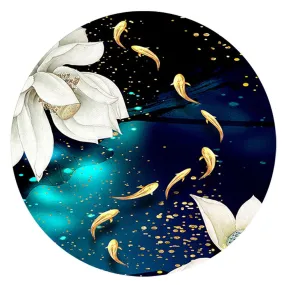 Fish Pond Lotus - 5D DIY Round Drill Diamond Painting (Canvas 40x40cm/15.71x15.71in )