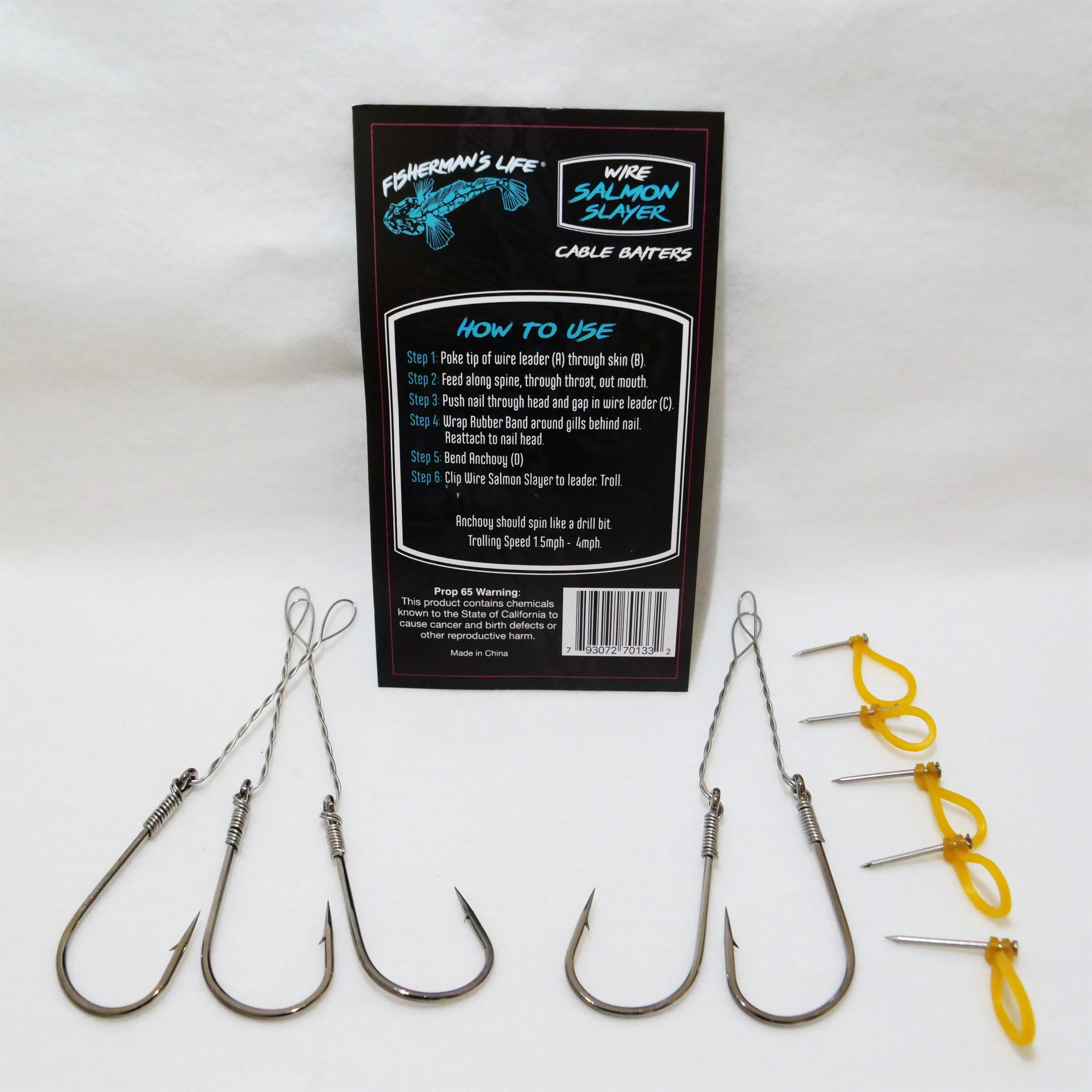 Fisherman's Life® Cable Baiters 5/0 Wide Gap Hooks For Salmon Fishing