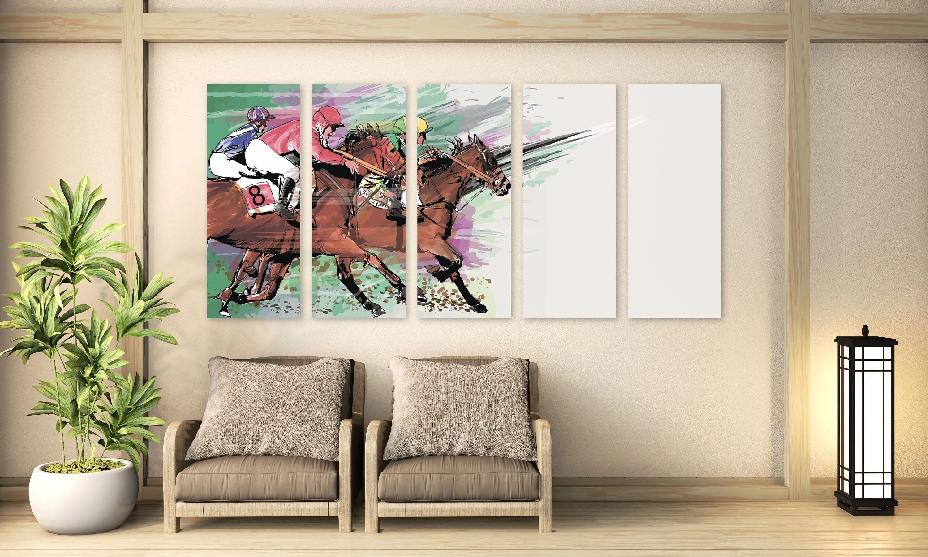 Horse racing art, horse wall art, amazing hand drawn horse paintings on canvas, canvas painting, decorative gift, fathers day gift