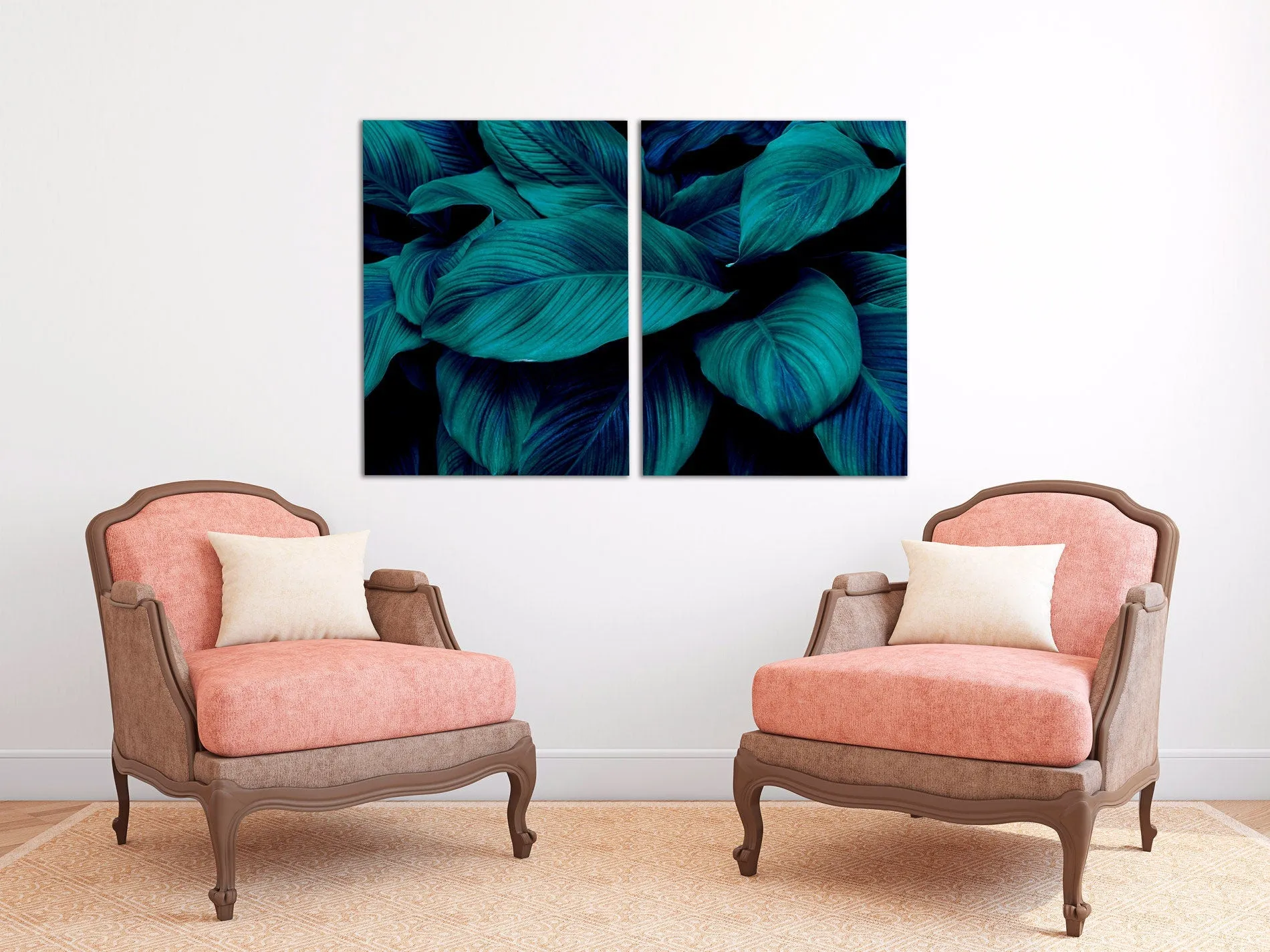 Huge Tropical leaves wall art paintings on canvas Home farmhouse wall decor canvas painting floral canvas wall art