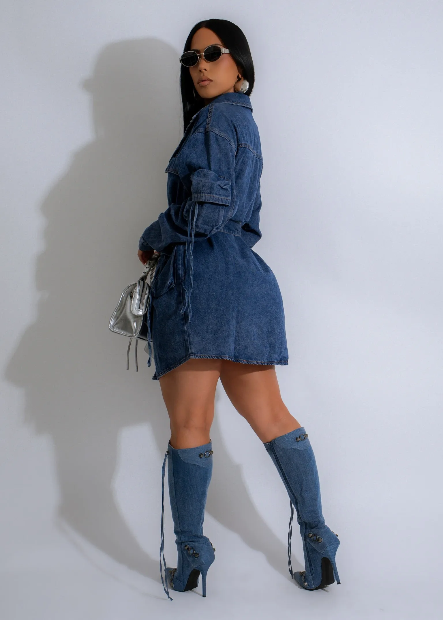 Indigo Trail Utility Mini Dress Dark Denim