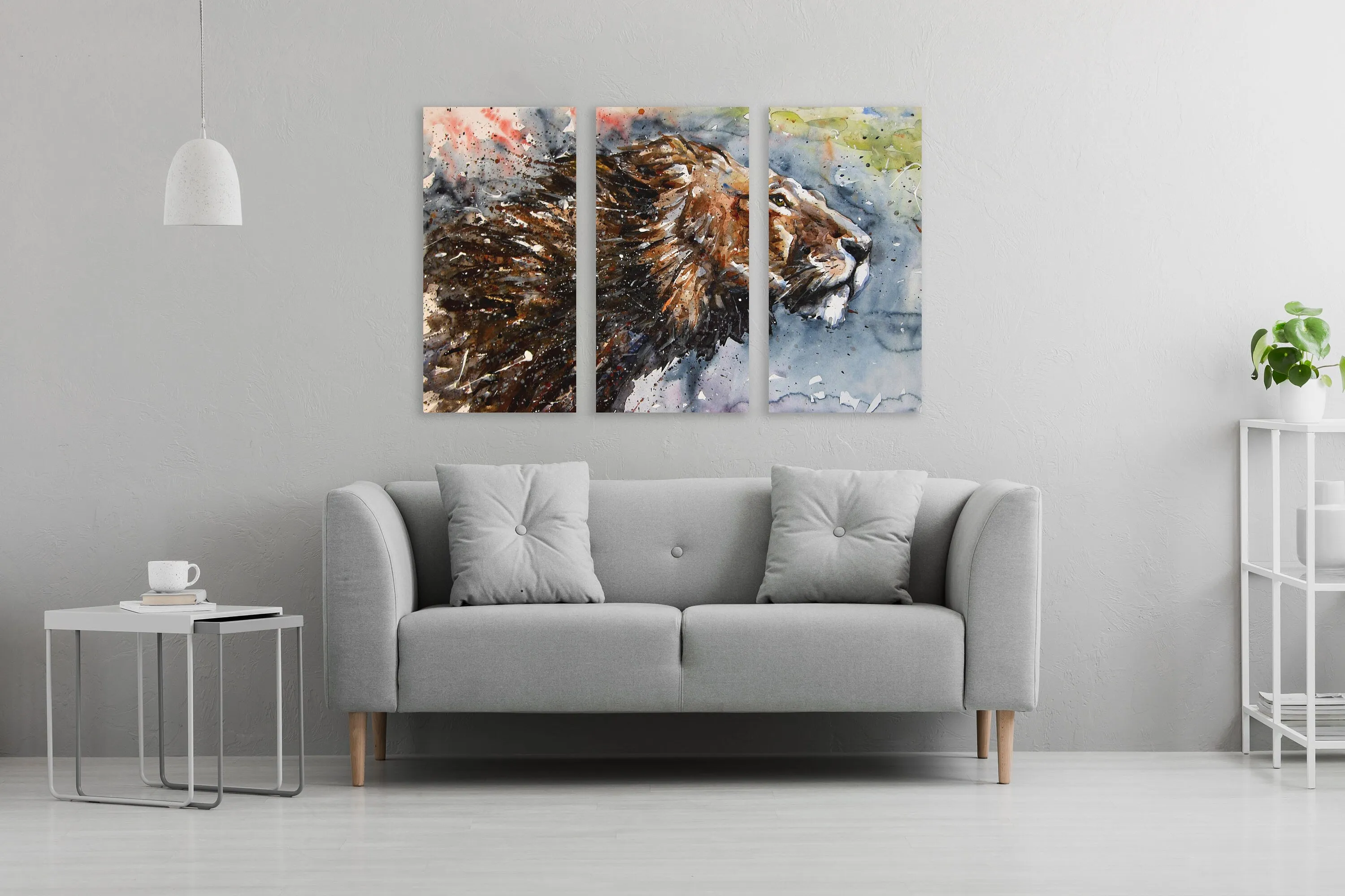 Lion wall art, african animal canvas wall art Lion's mane multi panel extra large canvas art painting Home wall decor