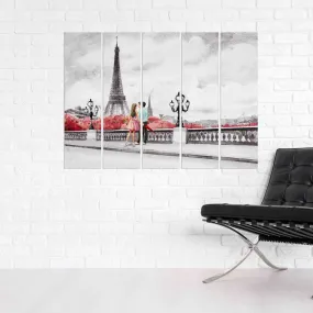 Love wall art paintings on canvas Home wall decor Couple in love in Paris Valentines day gift Paris wall art Eiffel tower wall decal