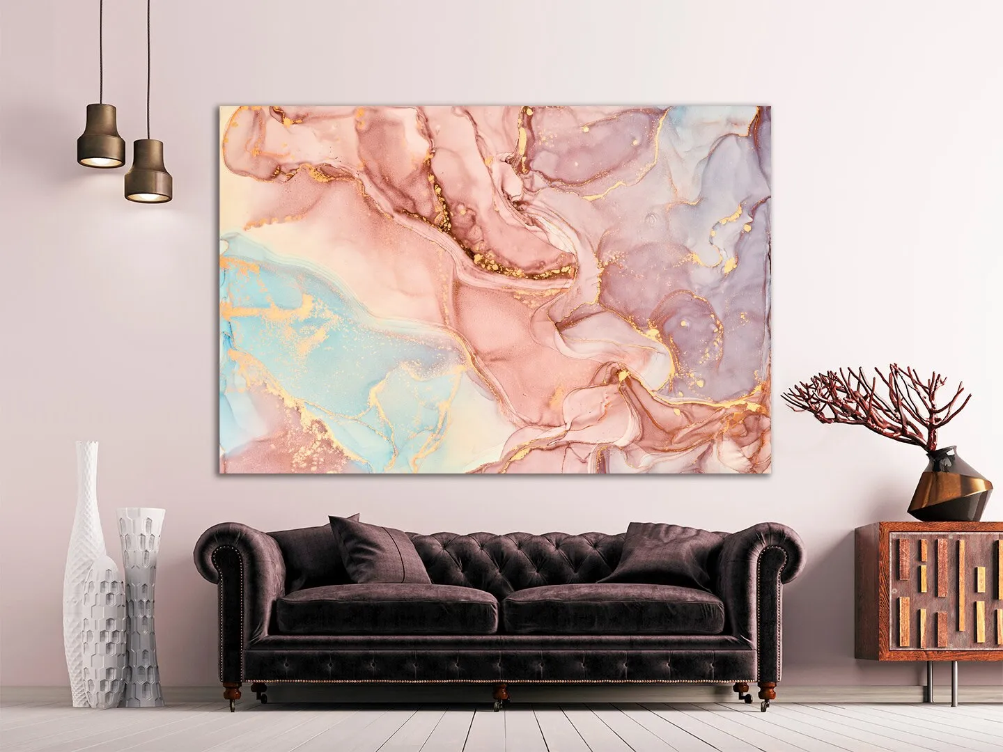 Marble Pink Abstract multi panel art wall art paintings on canvas home wall decor housewarming gift canvas painting