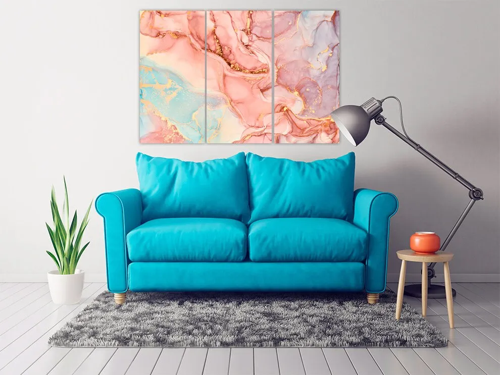 Marble Pink Abstract multi panel art wall art paintings on canvas home wall decor housewarming gift canvas painting