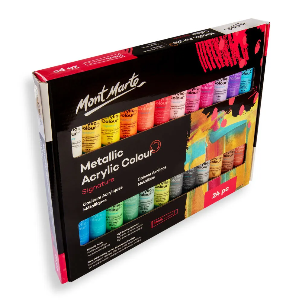 Metallic Acrylic Colour Paint Set Signature 24pc x 36ml (1.2 US fl.oz)