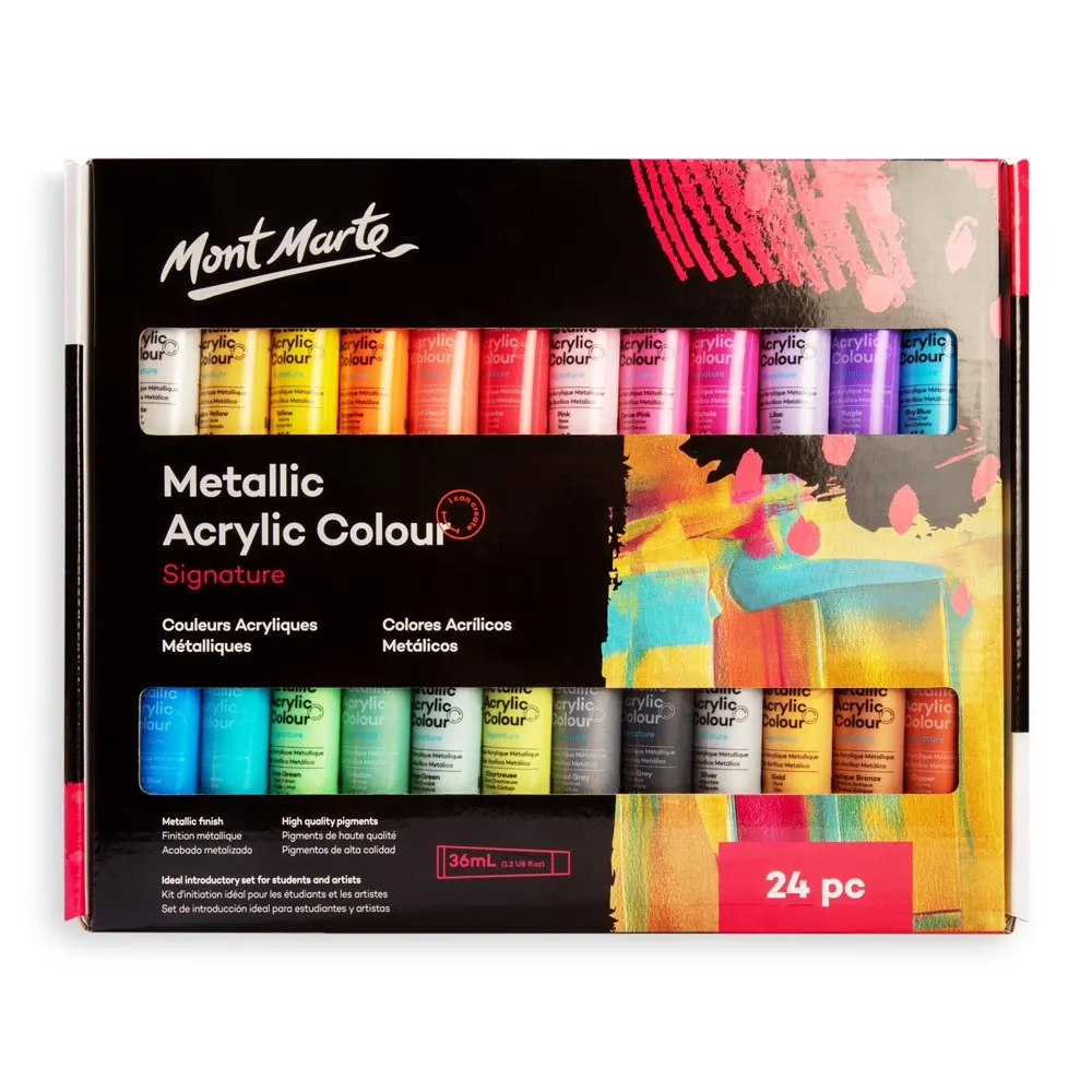 Metallic Acrylic Colour Paint Set Signature 24pc x 36ml (1.2 US fl.oz)