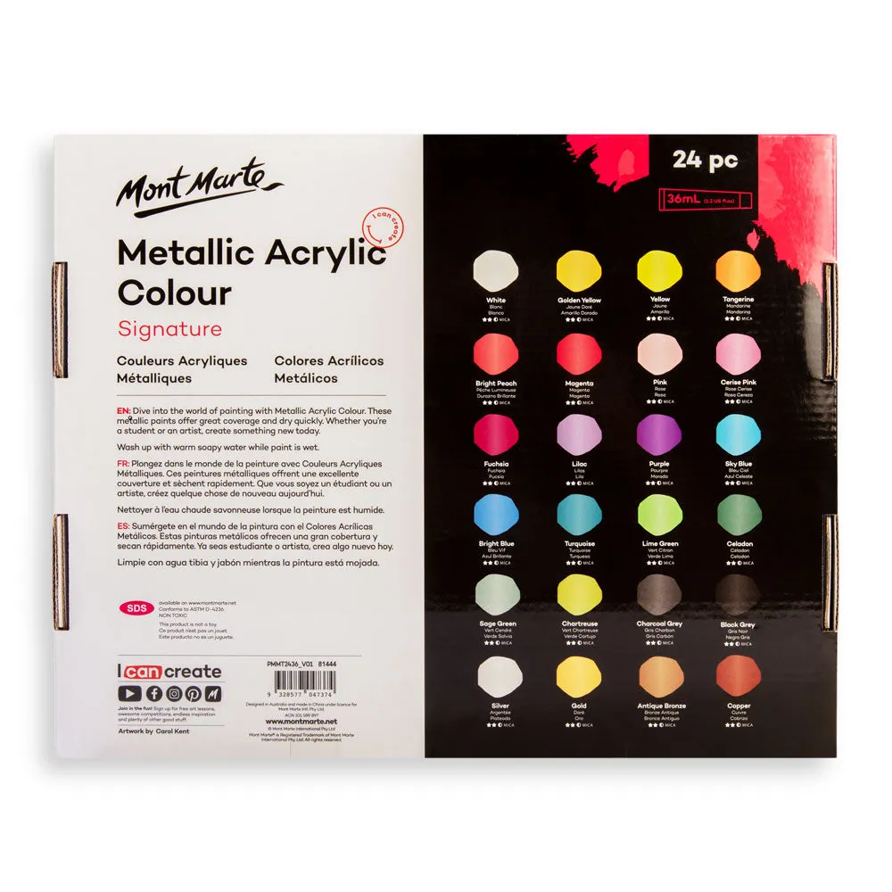 Metallic Acrylic Colour Paint Set Signature 24pc x 36ml (1.2 US fl.oz)