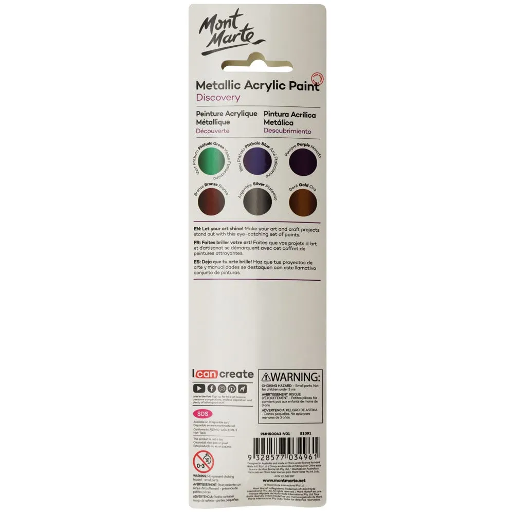 Metallic Acrylic Paint Discovery 6pc x 3.6ml (0.12 US fl.oz)