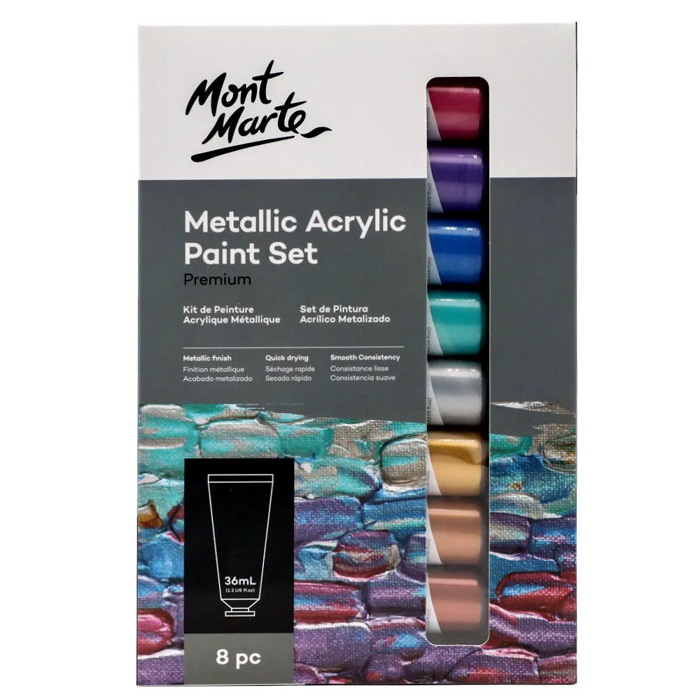 Metallic Acrylic Paint Set Premium 8pc x 36ml (1.2 US fl.oz)