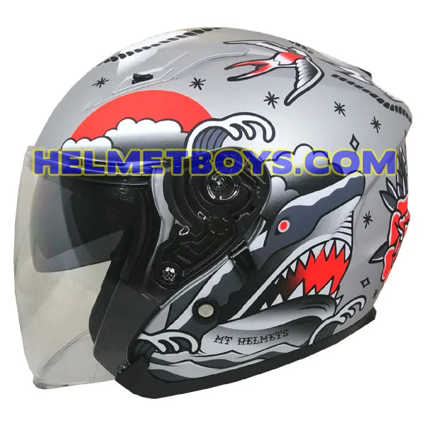 MT Motorcycle Sunvisor Helmet B2 TATTOO MATT GREY