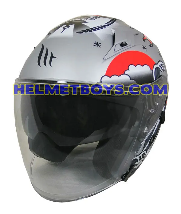 MT Motorcycle Sunvisor Helmet B2 TATTOO MATT GREY