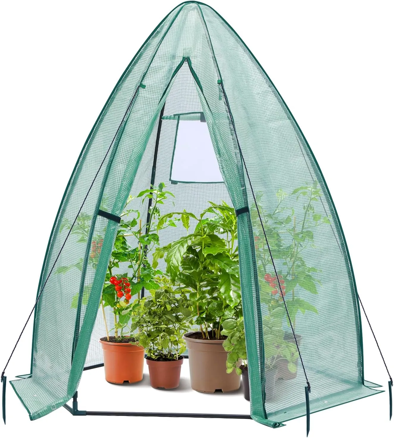 Portable Mini Greenhouse for Outdoors with Dual Large Zipper Doors & Ground Stakes, Waterproof & UV Protected for Outside Garden Patio Backyard